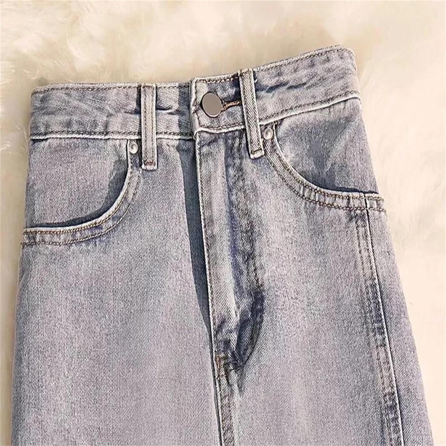 Women’s Vintage Distressed Denim Skirt – Fashion High Waist Side Slit Slim Long A-Line Jean Skirt with Pockets