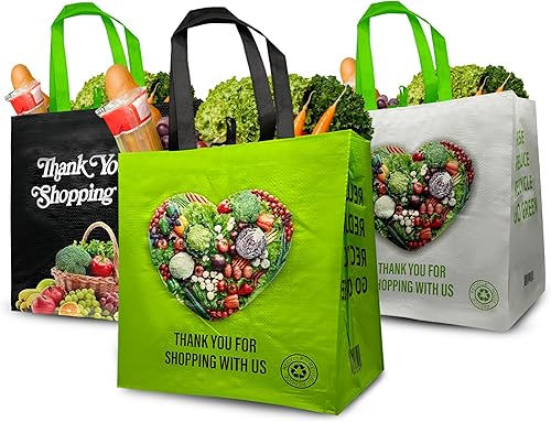 SOUQUINT - Bolsas de compras plegables y reutilizables para comestibles, diseñadas para durar, con asas reforzadas, para mercado, cocina, alimentos