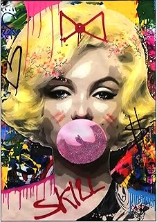 Comprar Cuadro cuadro de estilo vintage, serie Pop Art Street Art Marilyn Monroe con goma de mascar, impresión sobre madera, 30 x 21 cm.