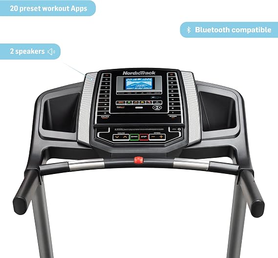 سلسلة NordicTrack T: المطاحن المثالية للاستخدام المنزلي ، جهاز المشي مع Incline ، مزود بتقنية Bluetooth ، سعة المستخدم 136 كجم