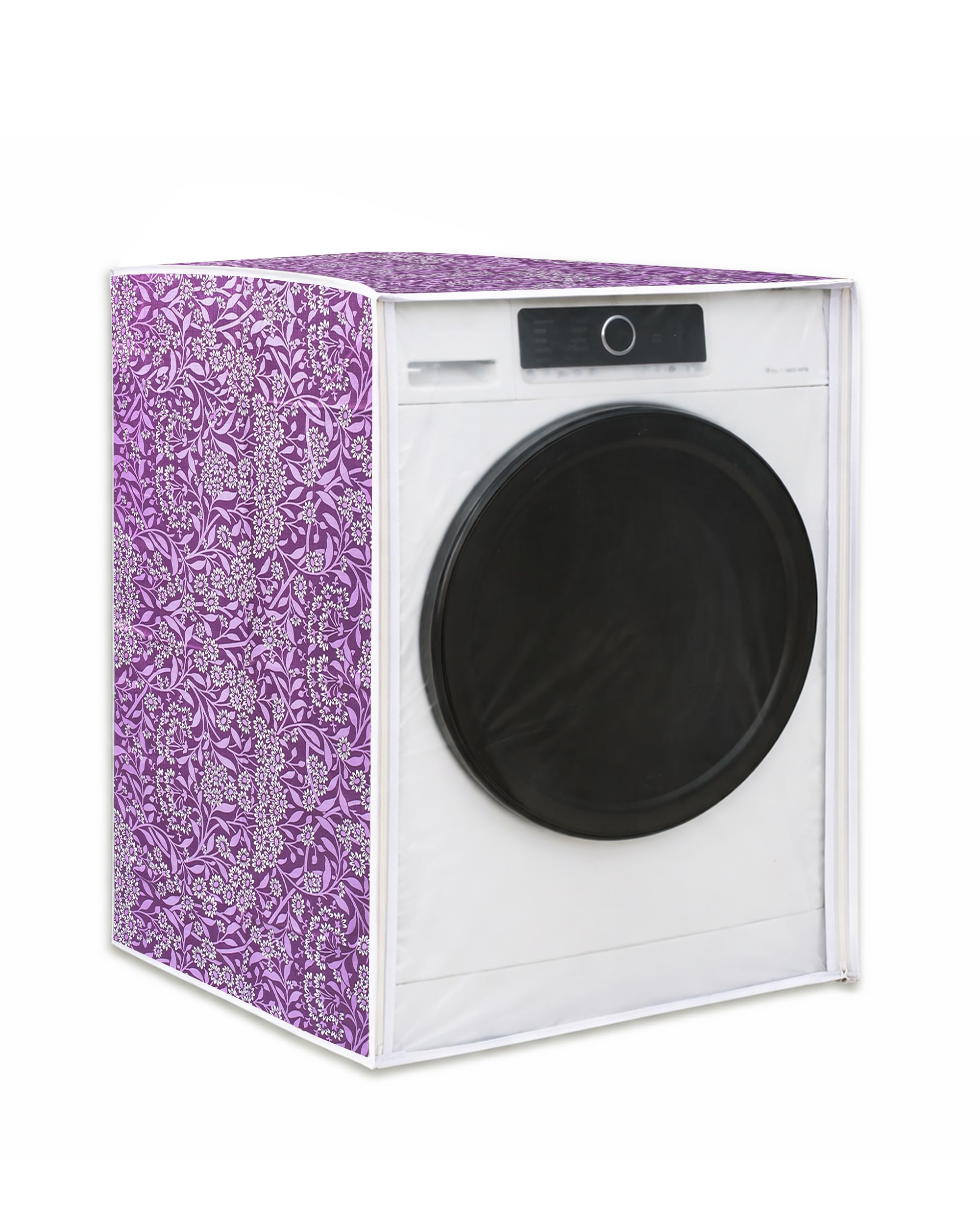 Classic® Front Load Washing Machine Cover Suitable for LG 5.5 Kg, 6 Kg, 6.5 Kg (50cmsX63cmsX81cms, Purple Flower)