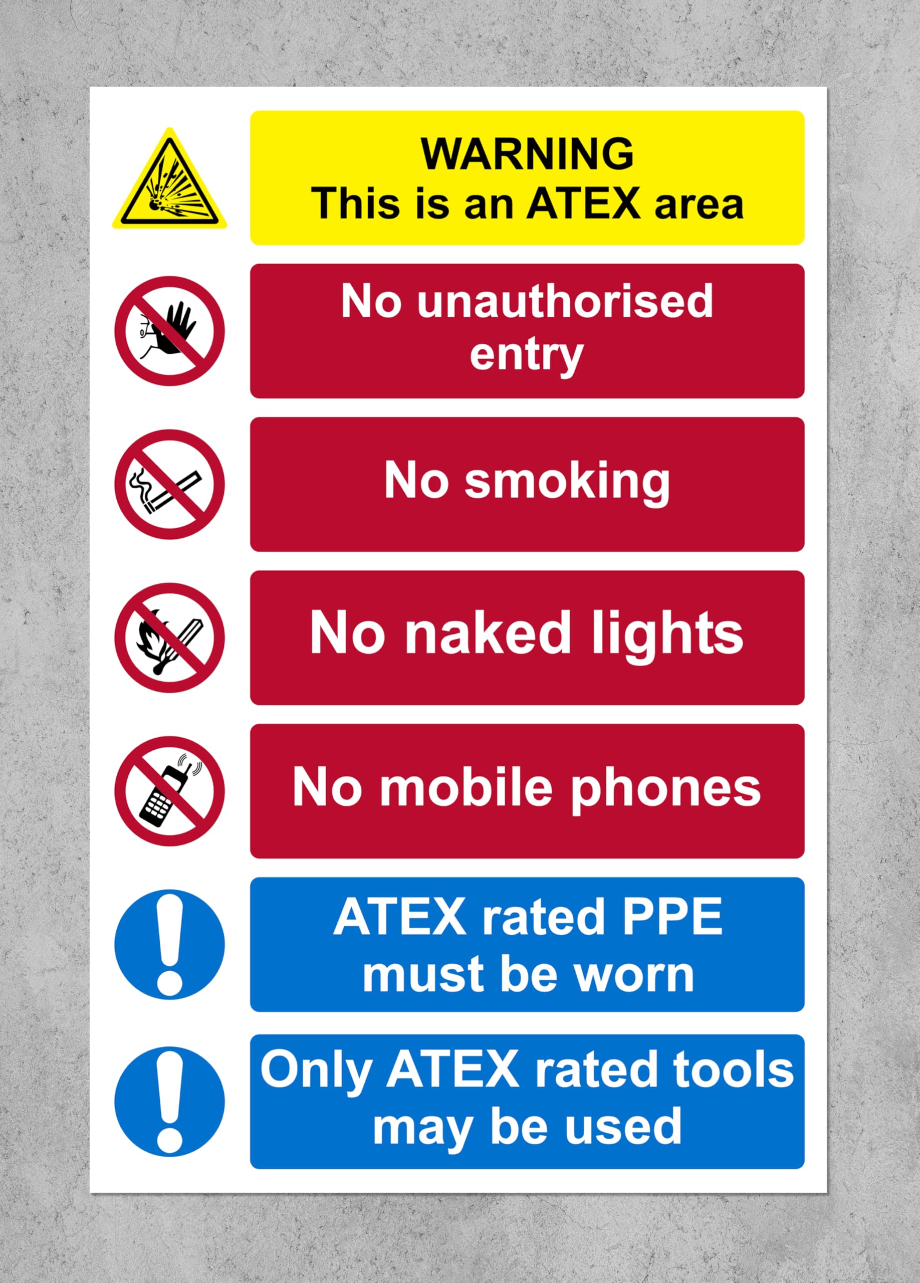Warning this is an ATEX area Safety sign - 1mm Plastic sign (300mm x 200mm)