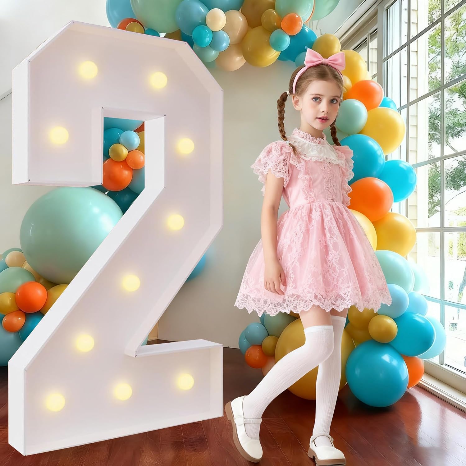 4FT [0-9] Foam Digital Light/Number Light/neon Light, Suitable for Party Decoration, Birthday Party, New Year Decorative Lights, which Need to be Assembled by Themselves (1, Number -7)