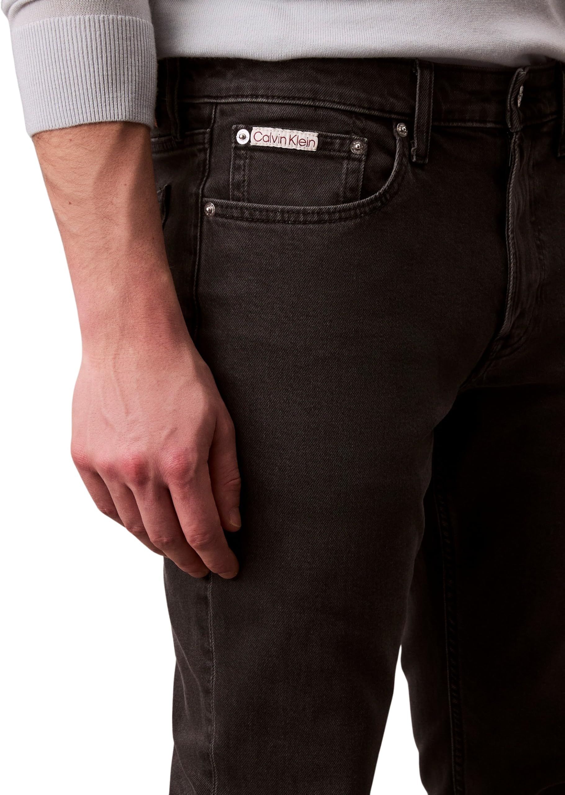 Calvin Klein Slim Ck Essential Black Jean Lv04rb738g - Dżins Mężczyźni