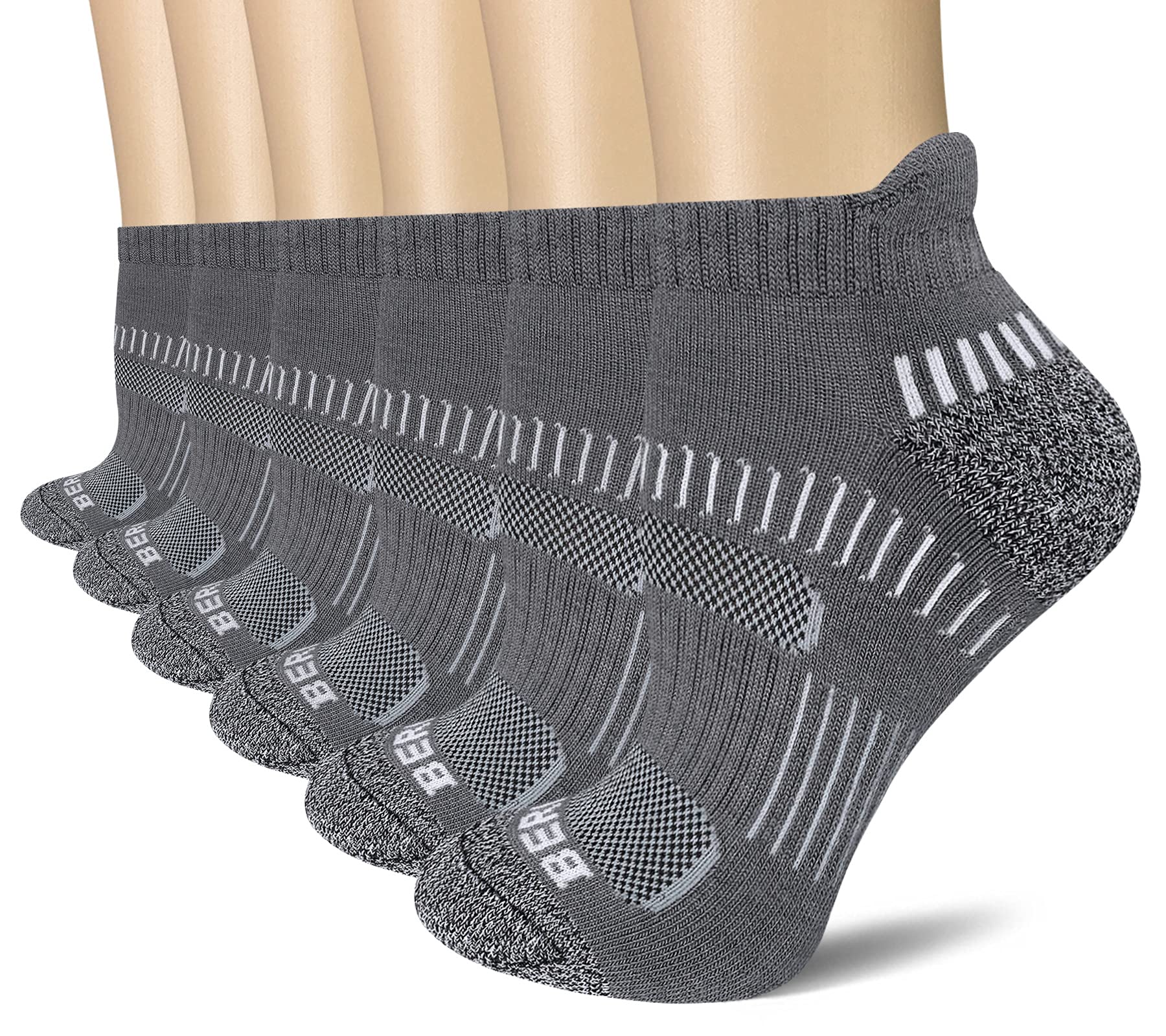 BERING Women's Athletic Running Cushioned Ankle Socks (6 Pairs)