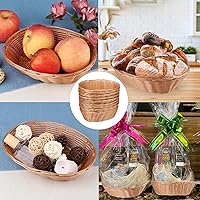 Vista 7 de Paquete de 20 cestas ovaladas de mimbre de polietileno, cestas de pan de mimbre de polietileno de 9 x 6 x 2.6 pulgadas, cestas de regalo