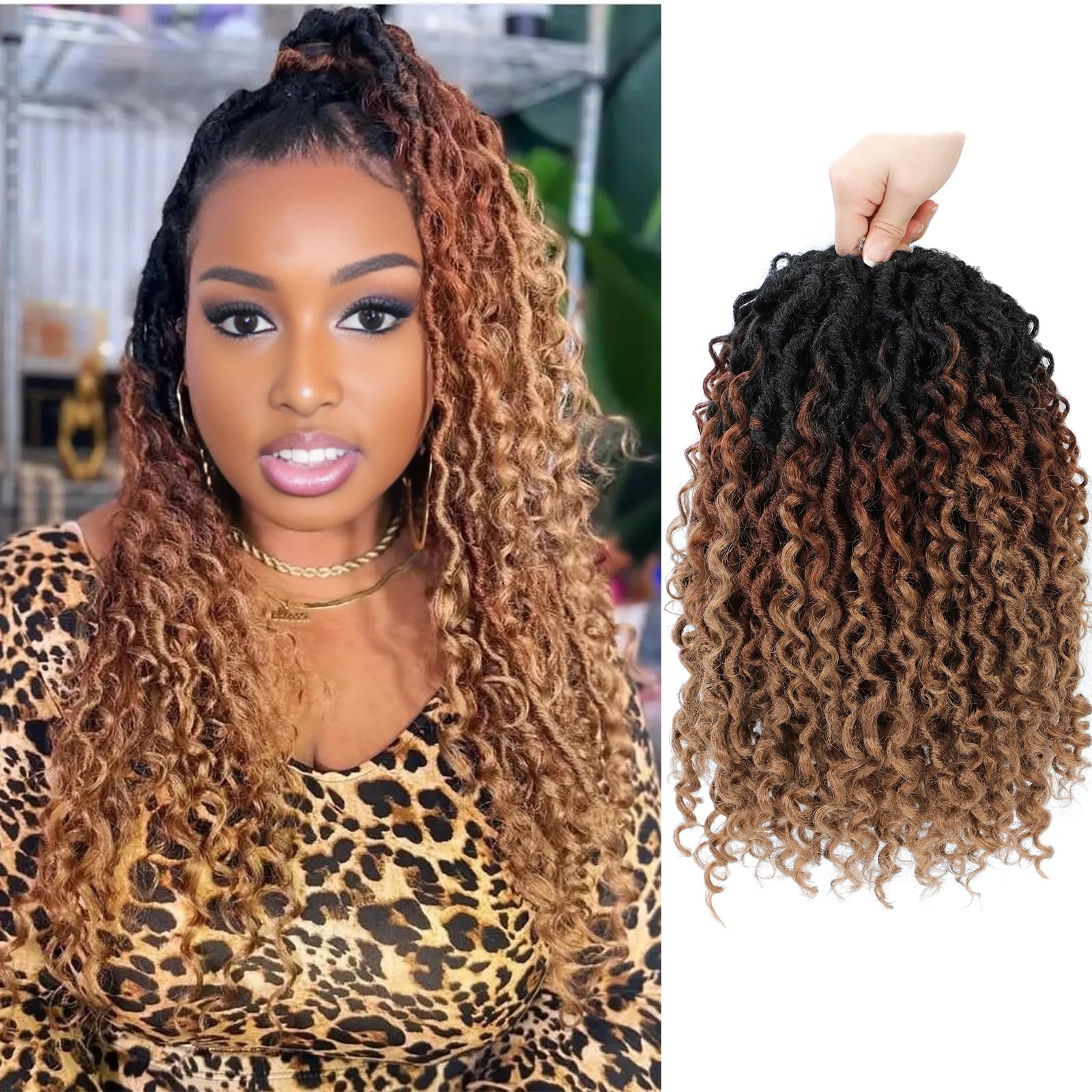 Forevery Goddess Locs Crochet Hair 12 Inch Goddess Faux Locs Crochet Hair for Black Women 6 Packs Boho Crochet Locs with Curly Ends T1b/30/27