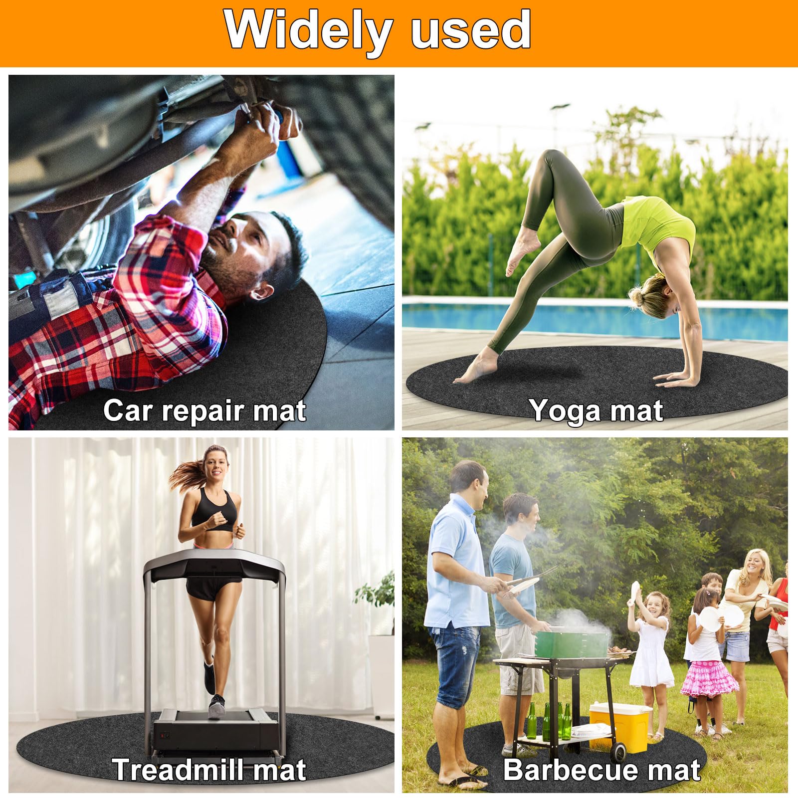 Tapis de Protection de Sol pour Piscine Rond 198cm | Avec dos en PVC - Antidérapant et découpable - Pour sauna de jardin, protection du sol contre les pierres