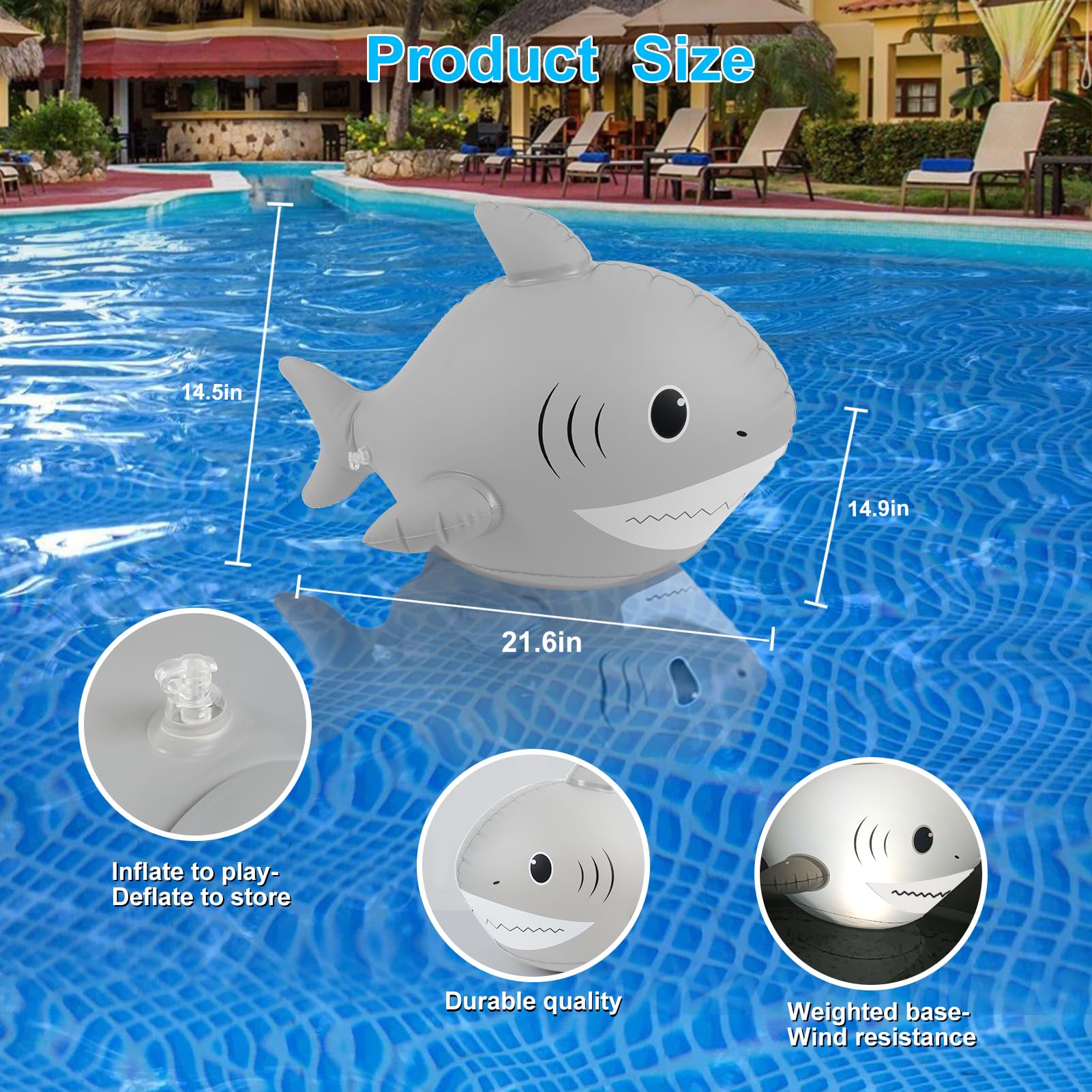 Snapklik.com : Floating Pool Lights, Solar Powered Shark Pool Lights ...