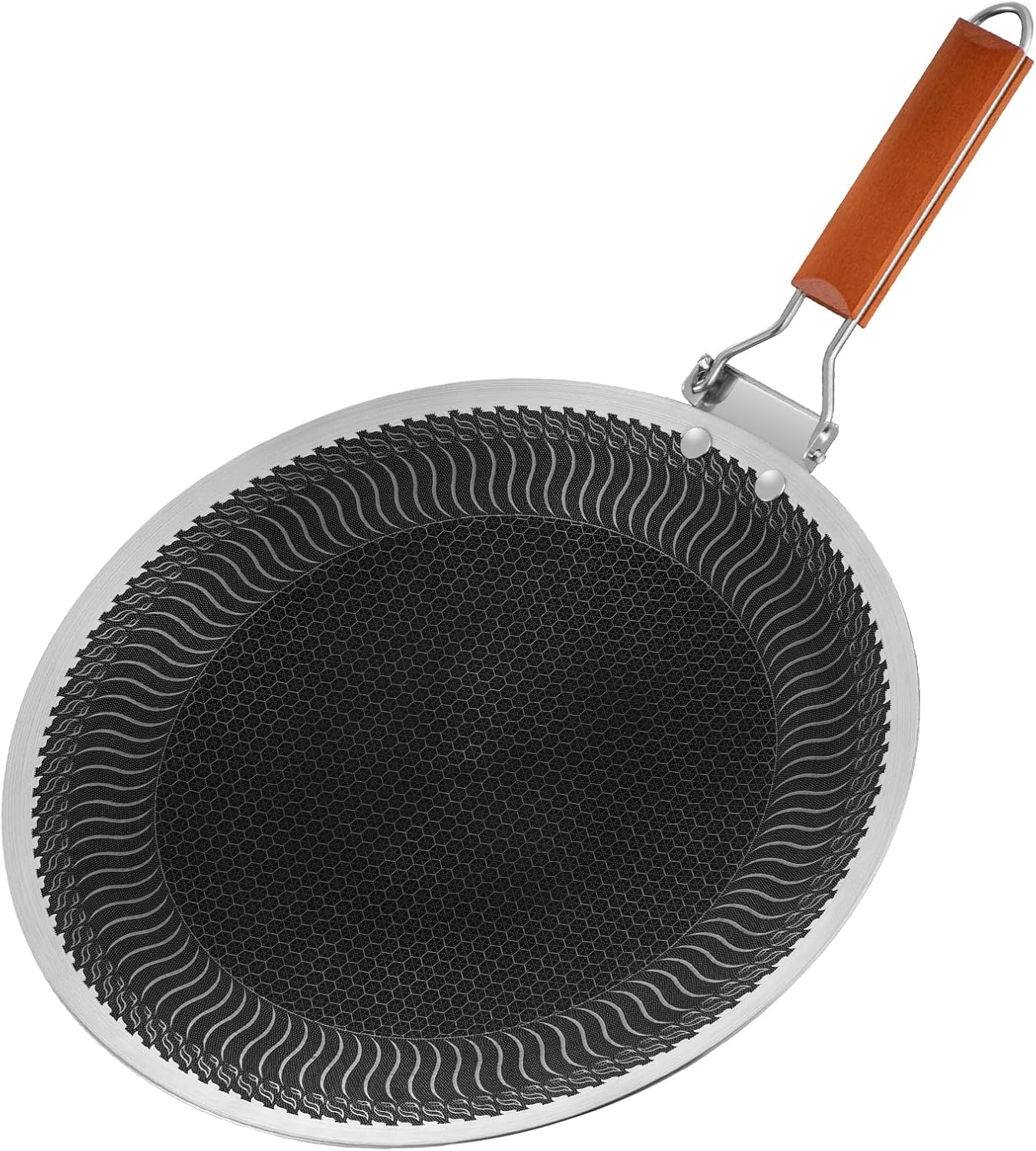 DELARLO Tri-Ply Stainless Steel Nonstick Crepe Pan,Round Griddle Pan,14 Inch Para Tortillas Pancake Pan with Stay-Cool Handle,18/10 Large Cooking Surface