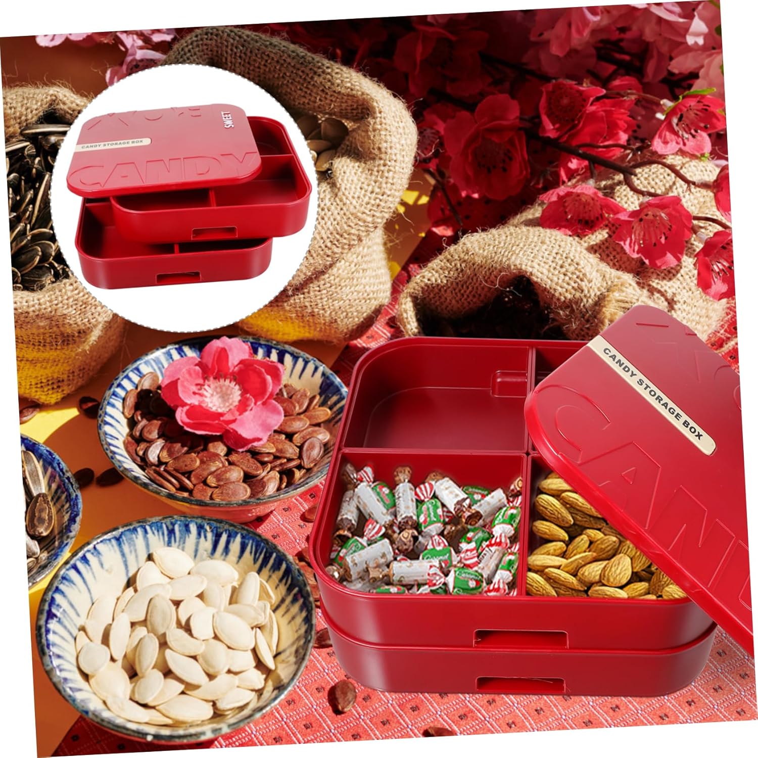 Multi Grids Snack Holder Dried Fruit Desktop Box Nuts Storage Case for Party