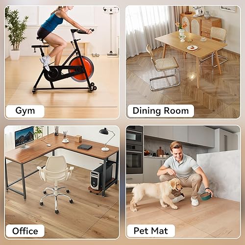 Miniatura 2 de Tapete transparente para silla de oficina para suelo de madera dura, tapete de escritorio de 36 x 48 pulgadas, protectores de piso de plástico para