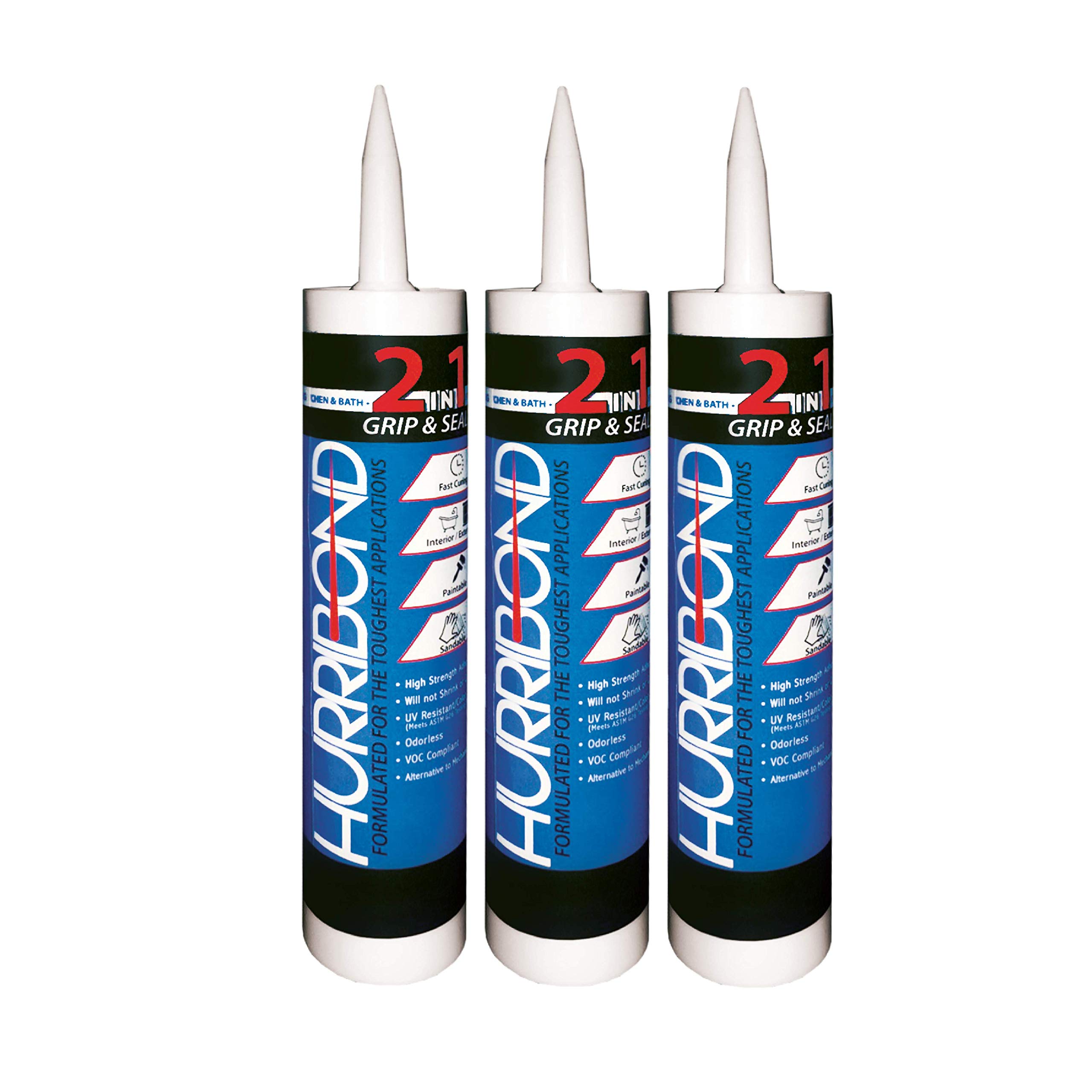 Hurribond 2-in-1 Adhesive and Caulk 3-Pack White