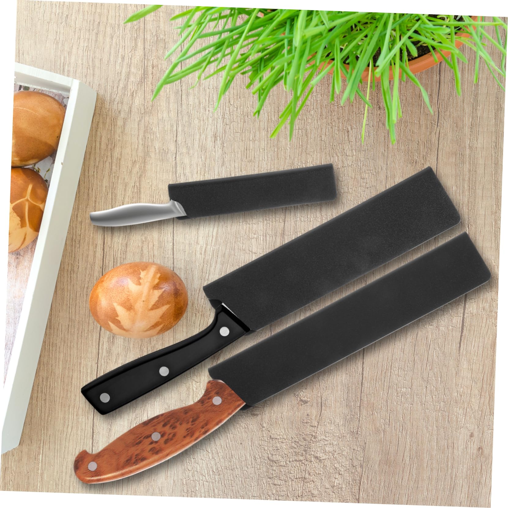 CIYODO 3pcs Knife Blade Covers for Chef Knives Protective Sleeve with Flocking Lining Ergonomic Design to Prevent Dulling Safe Storage for Kitchen Edge Guards