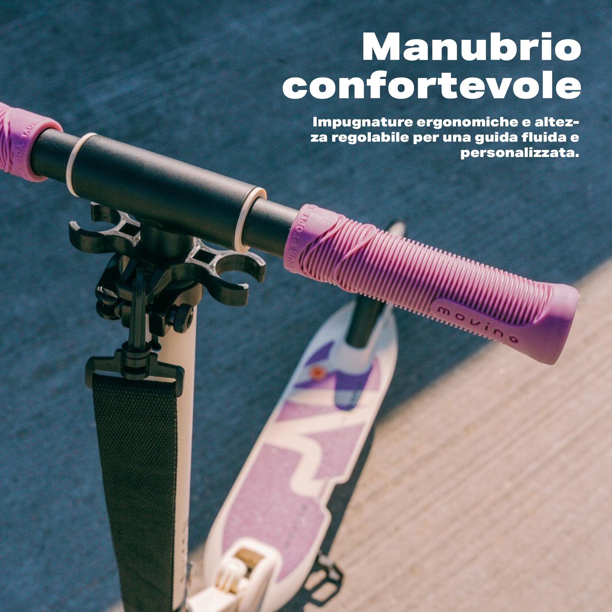 Movino Monopattino Urbano per Bambini e Adulti - Pieghevole - Scooter con Ruote LED Grandi 180 mm - Manubrio Regolabile - fino a 100 kg - City Light