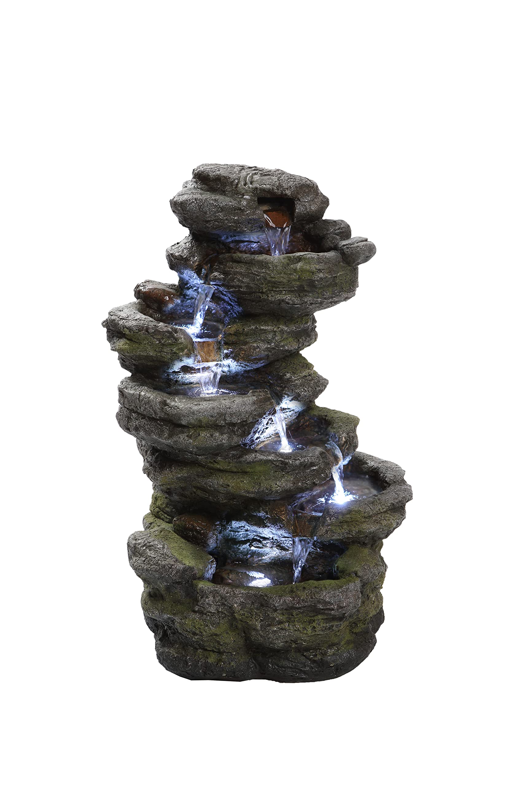 Hi-Line Gift Ltd 79560-B Fountain-Multi Level Rock with LED, Multi