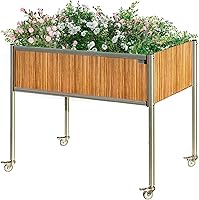Vista 4 de Foreman Raised Garden Bed on Wheels – Weather-Resistant Raised Garden Bed (48" x 24" x 32") with Drainage, Ideal Raised Garden Bed for Vegetables &