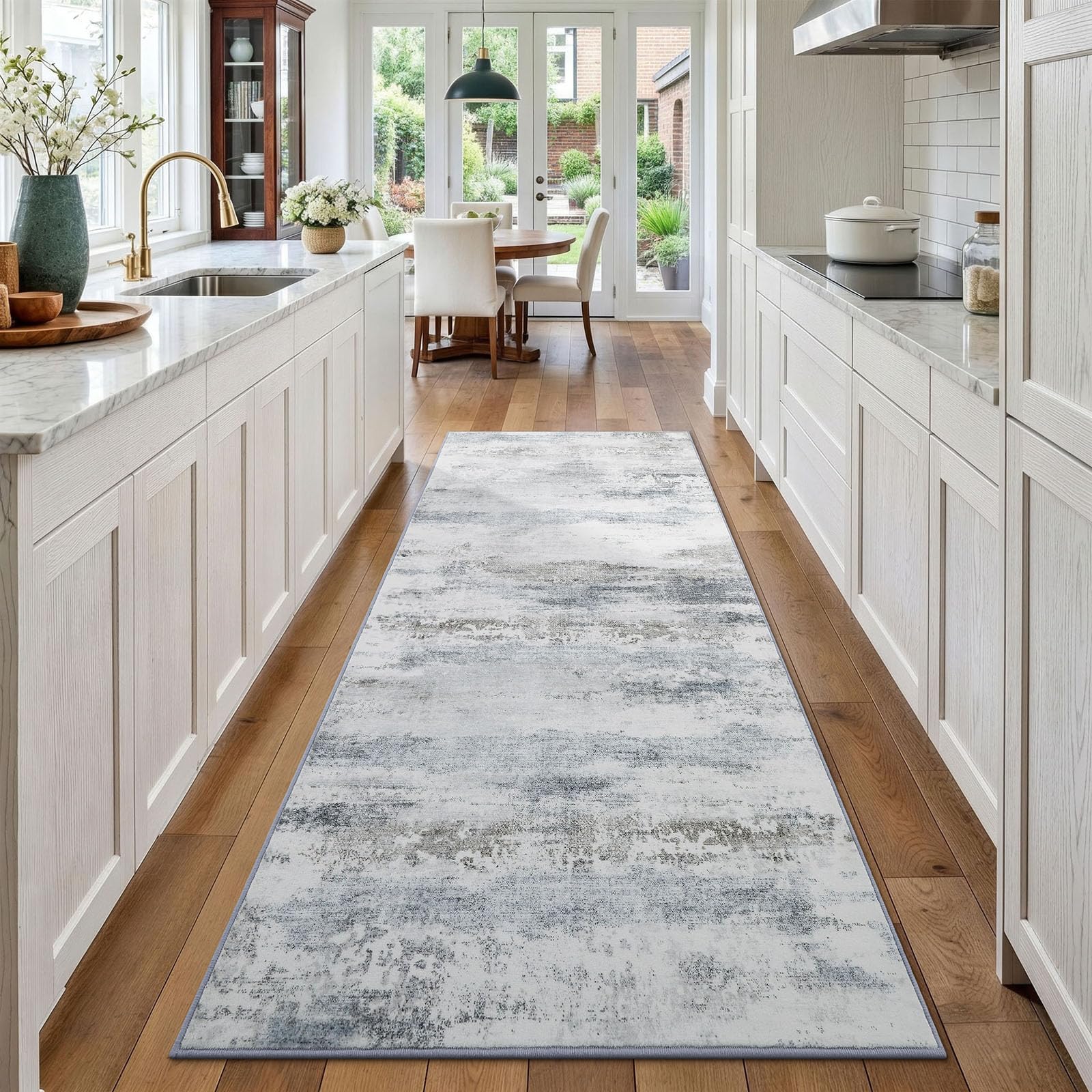 Homaxy Modern Abstract Runner Rugs Living Room 60 x 180 cm Grey