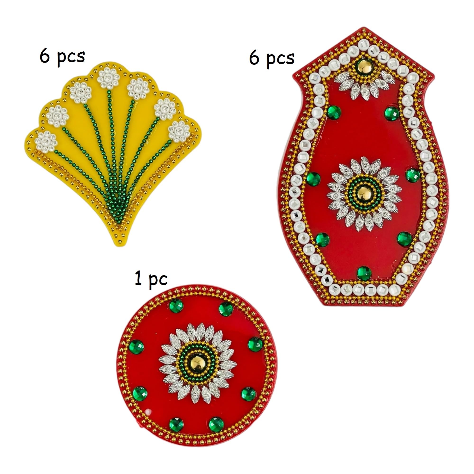 KRIWIN Acrylic Handcrafted Reusable Rangoli Big Size Dia- 13 inch for Festival Home Decorations 13 pcs Set 2