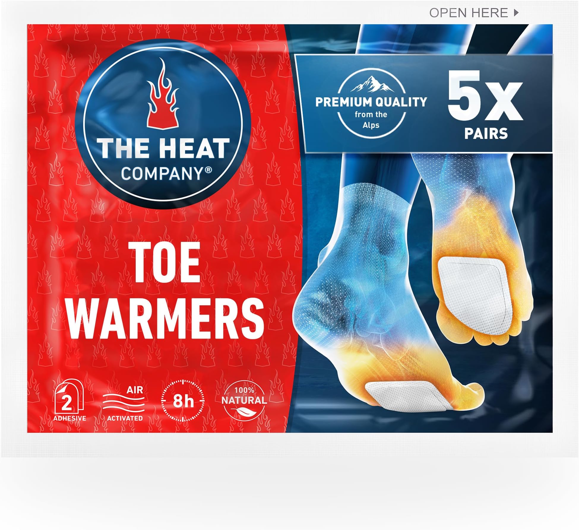 Toewarmers - 5, 15 or 40 Pairs - EXTRA WARM - Adhesive - Foot Warmers - 8 Hours Warm Feet - Instant Heat - Air Activated - Purely Natural