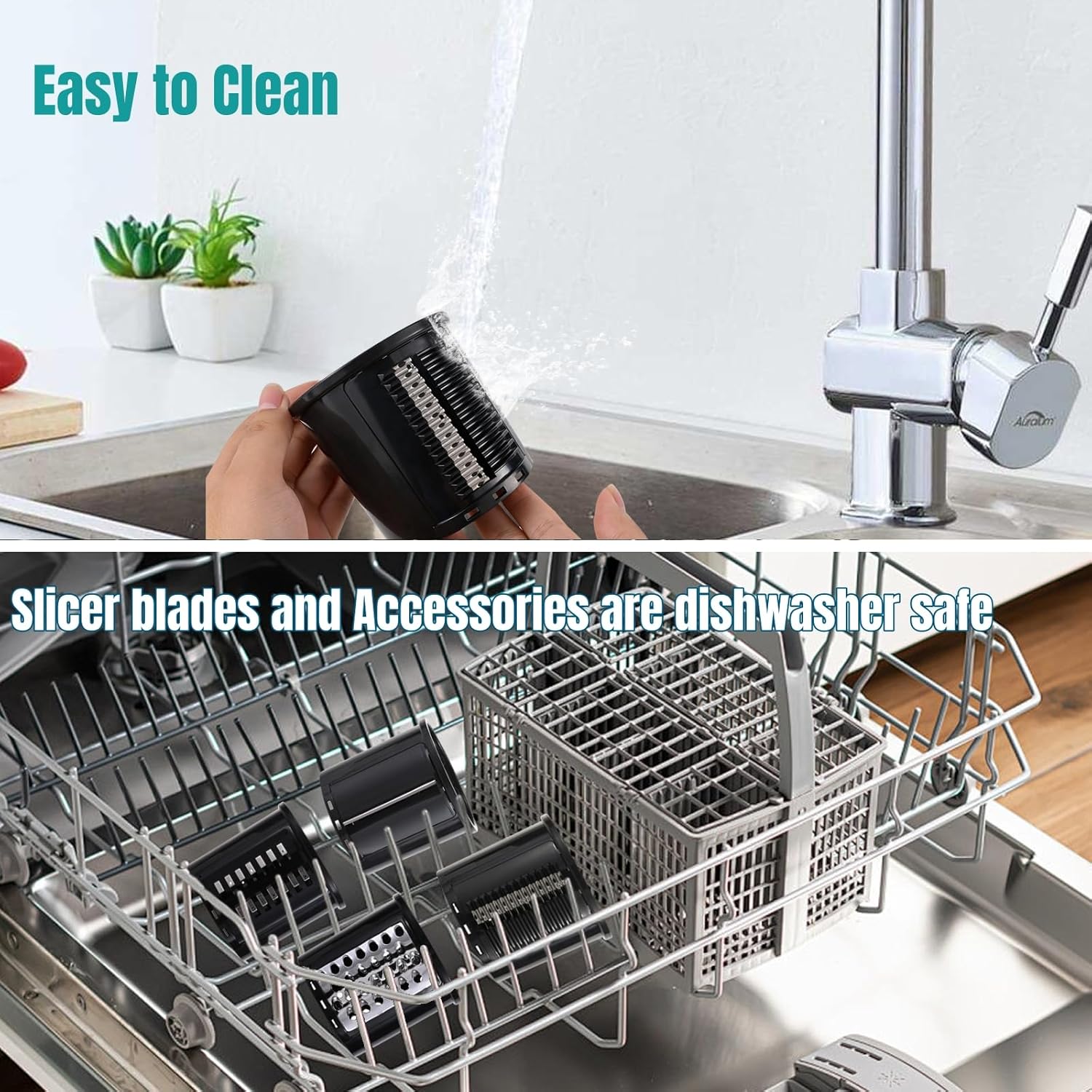 Stainless Steel Slicer Shredder Attachment Compatible with Kitchenaid Stand Mixer Parts Accessories, Vegetable Shredder Cheese Grater with Detachable 5 Blades