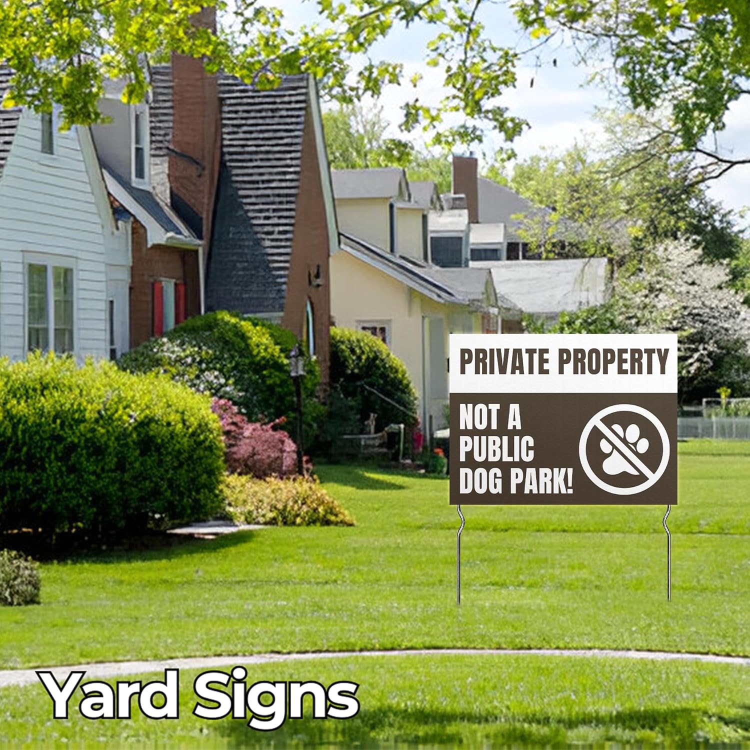 Private Property – Not a Public Dog Park! Yard Sign by DC | 24"x18" Double Sided Pets Garden Sign with 13” Metal Stakes | Outdoor Signs Waterproof for Lawn, Patio, Sidewalk & House | Set of 2