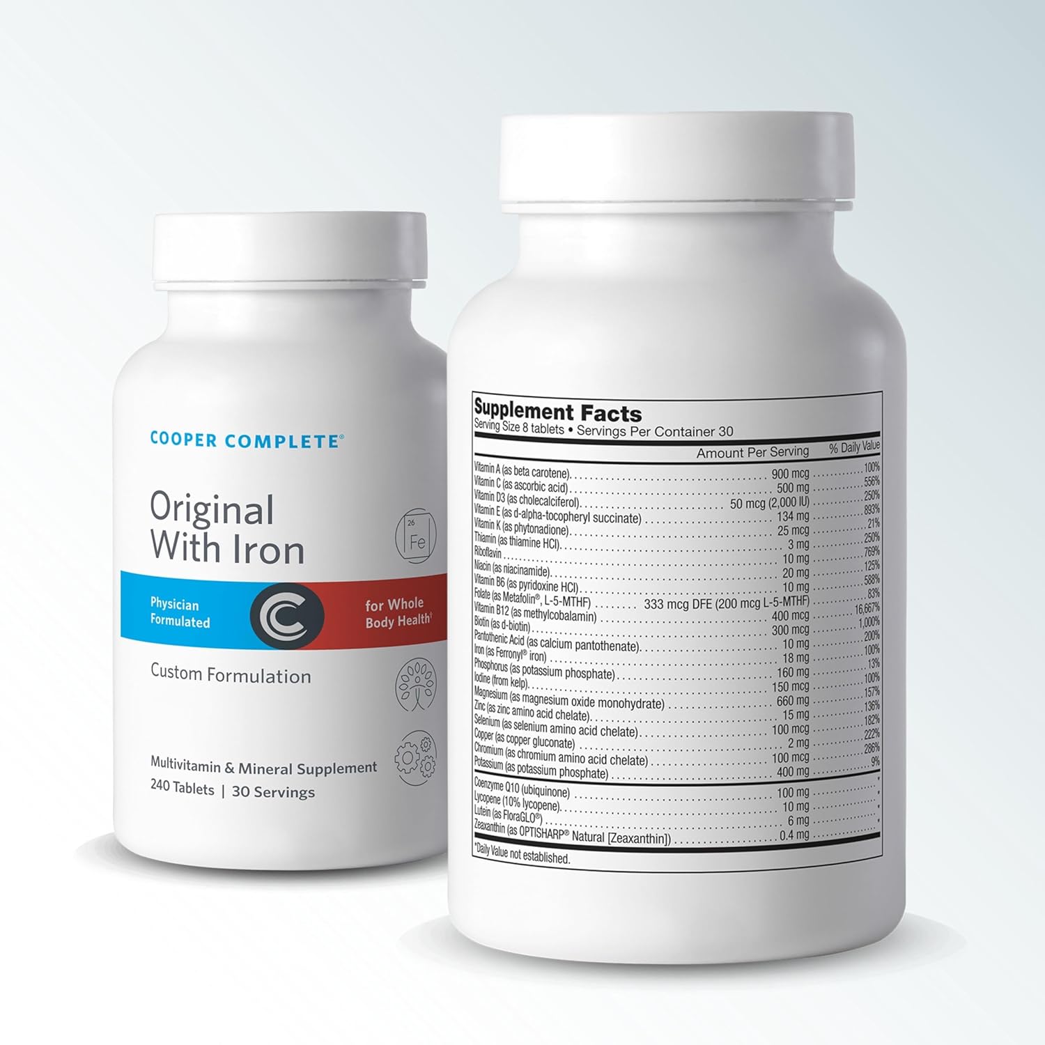 Cooper Complete - Original Multivitamin with Iron - Daily Multivitamin and Mineral Supplement - 30 Day Supply. Pack of 1
