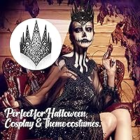 Vista 5 de Hicarer 2 piezas de corona de reina troquelada real para Halloween, disfraz de bruja, cosplay, accesorios para el cabello, suministros de fiesta