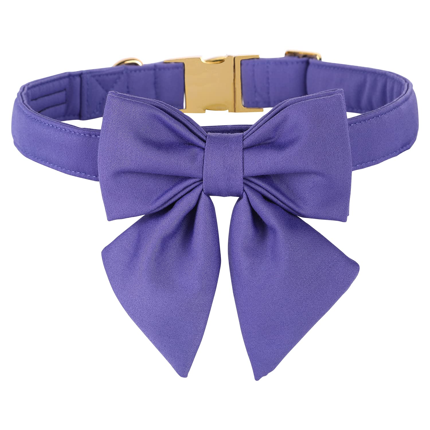 Maca Bates Purple Dog Collar with Cute Petunia Solid Sailor Bow Tie,Extra Large Girl Boy Dogs,Girly Adjustbale Durable Breakaway Soft Collars with