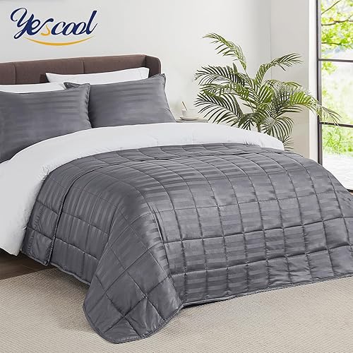 Vista 89 de yescool - Manta con peso, 7 libras, fresca, transpirable, con cuentas de cristal prémium, lavable a máquina, para dormir, 60-90 libras, 41 x 60 Gris