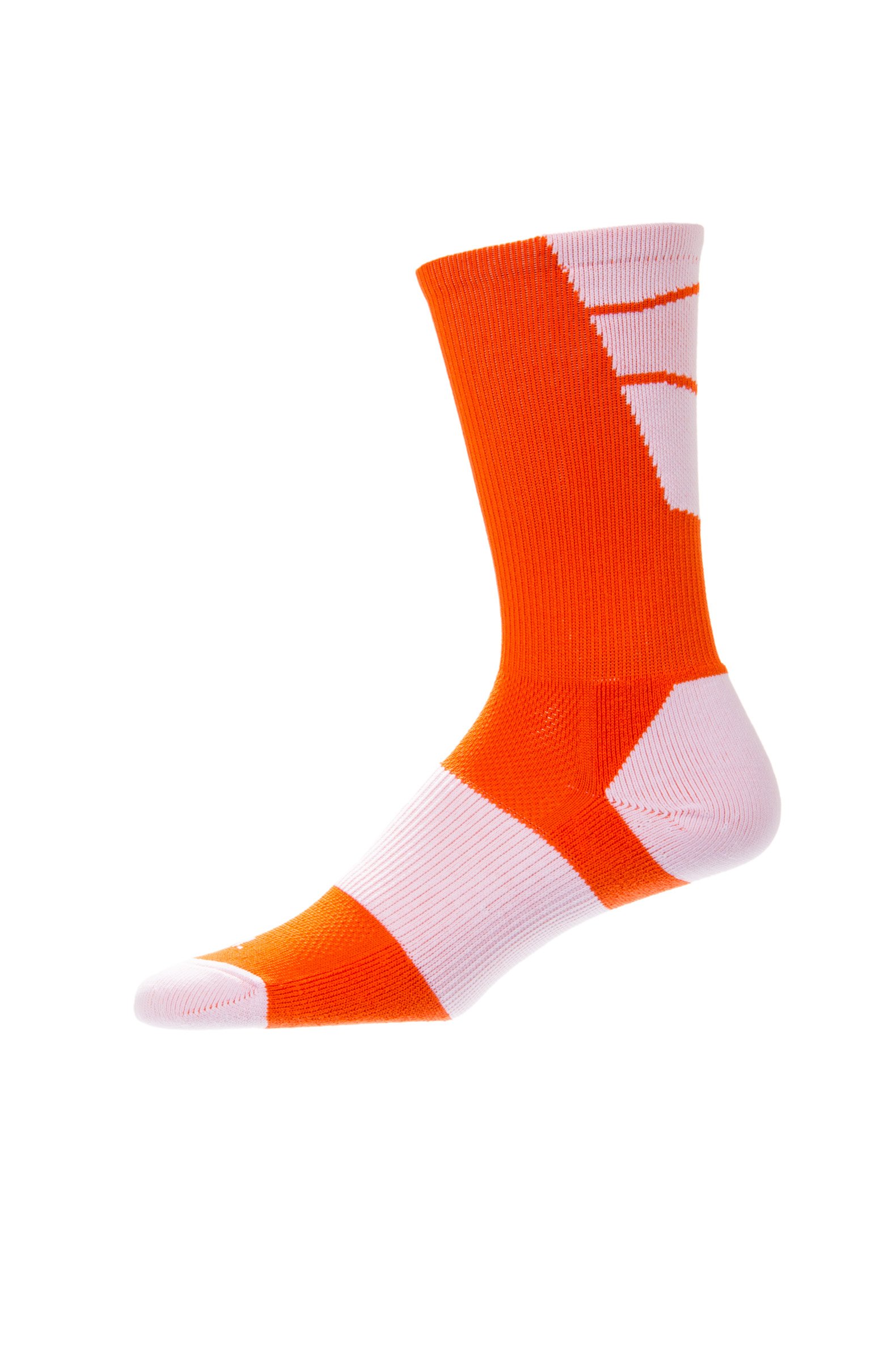 Custom Socks Ink(Large, Burnt Orange/White) - CSI Point Guard Performance Crew Socks Made In The USA