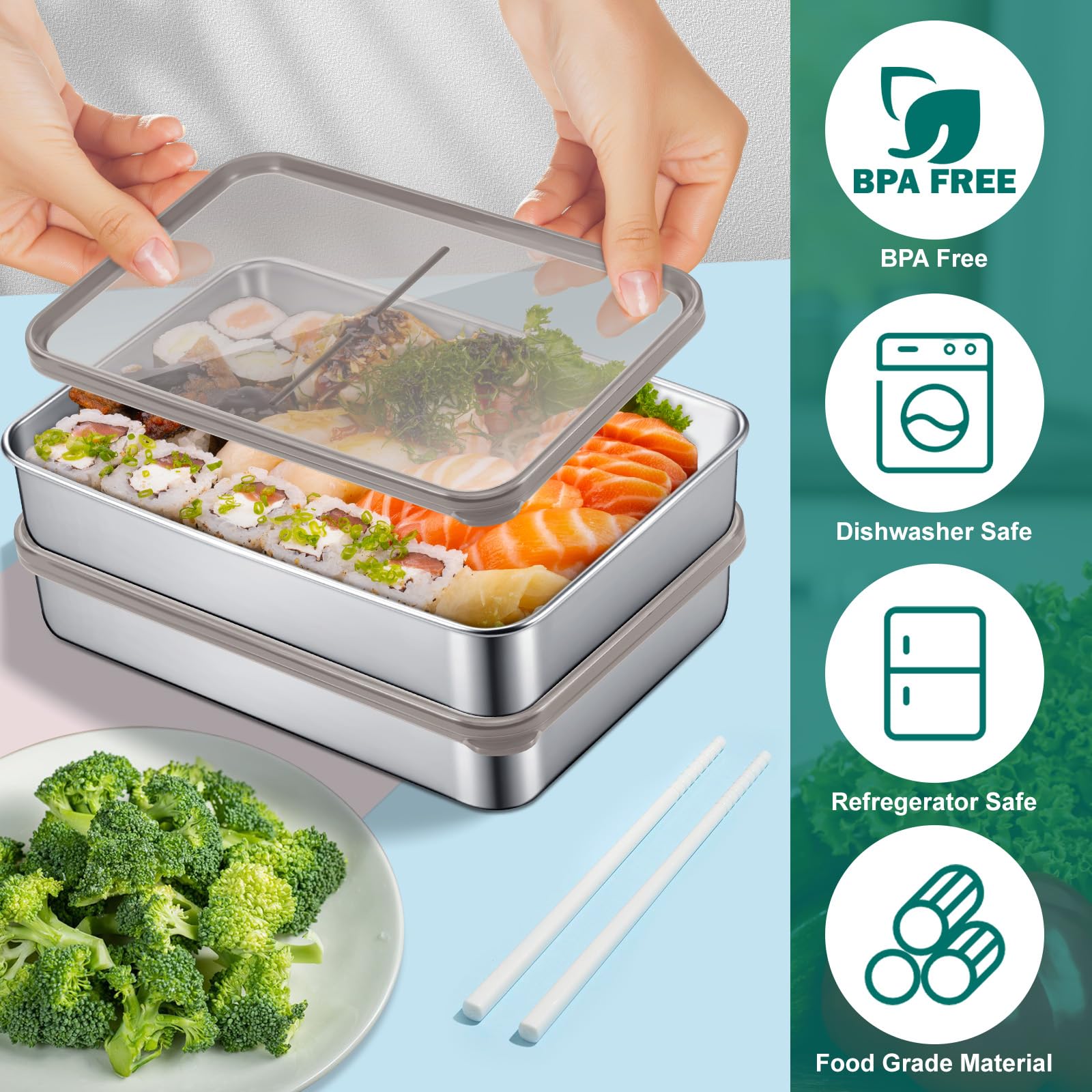 Set mit 4 Aufschnittbox Fresh, Edelstahl Lebensmittel Aufbewahrungsbox mit Sichtdeckel, Kühlschrank Gefrierschrank Organizer Für Käse, Aufschnitt, Fleisch - Spülmaschinenfest & Stapelbar