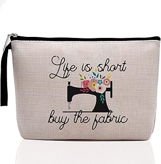 Sewing Gift Women, Quilter Gifts, Gift For Quilter, Seamstress Gift, Funny Quilting Gifts For Women- Great Gift for Quilters, Seamstresses-Life Is Short Buy The Fabric-Makeup Bag