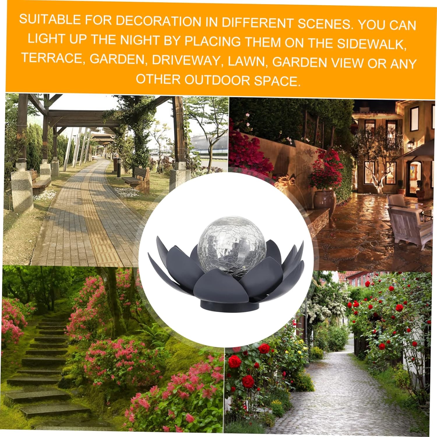 NUOBESTY 1pc Solar Powered Lotus Lamp for Garden Elegant Outdoor Decorative Light for Lawn and Patio Solar Energy Landscape Lighting for Courtyards and Terraces