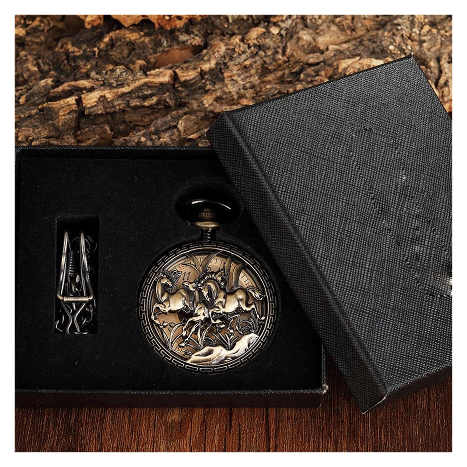 馬と花柄の懐中時計 