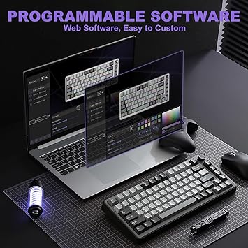 YUNZII B75 PRO Wireless Mechanical Keyboard,75% Layout with Knob,Hot Swap Gasket Structure,Creamy Pre-lubed Switches,RGB Backlit,Bluetooth/Type-C/2.4G for Win/Mac (Dark Grey, Milk Switch)