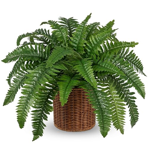 Hollyone Fake Fern Potted Plant Artificial Boston Ferns in Pot