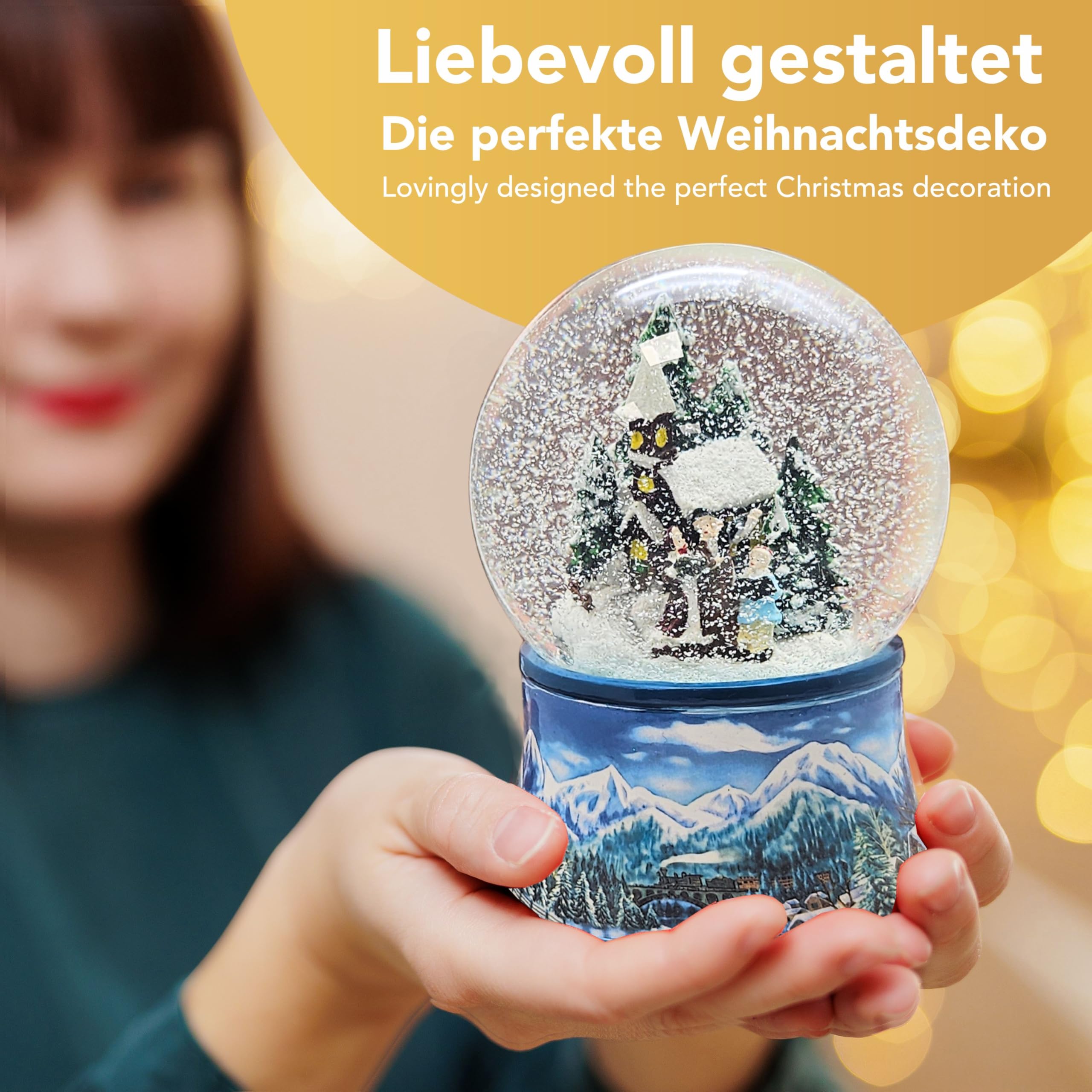 Palla di vetro con neve XXL | Natale| con carillon, 140 mm dimensione altezza | 20274
