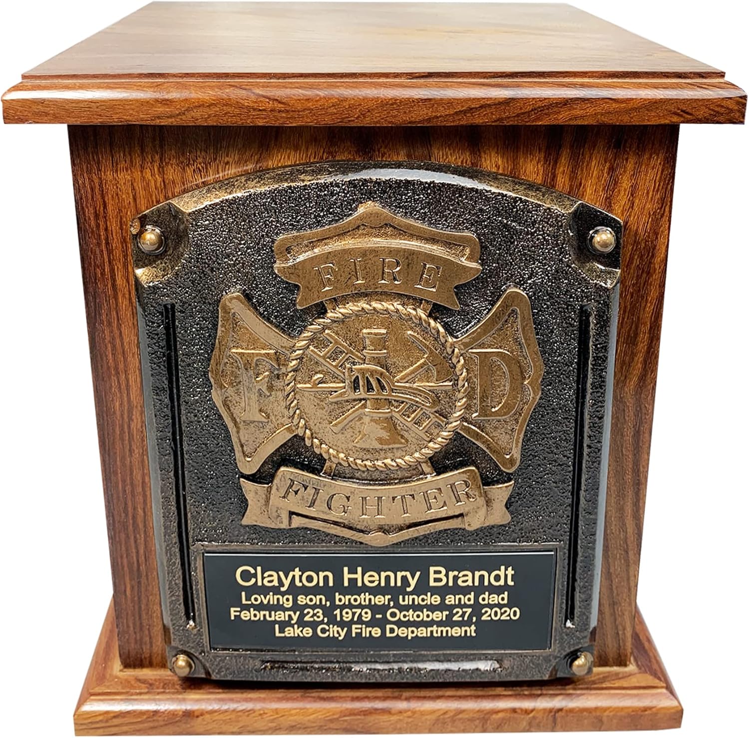 Firefighters, Fireman Wood Funeral Cremation Urn with Personalization