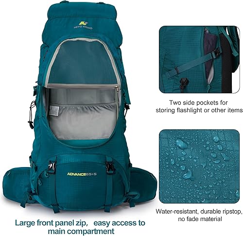 Miniatura 3 de N NEVO RHINO Mochila de senderismo con marco interno de 4050606580L, mochila de campamento para escalada de montaña, cubierta impermeable para lluvia