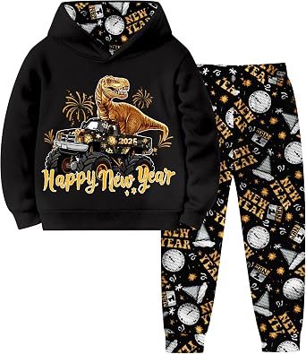 BAVADER Toddler Boy Clothes Long Sleeve Dinosaur Hoodie Tie-Dye Sweatpants T-Rex Boys Clothes Fall Winter Outfits 18M-8Y