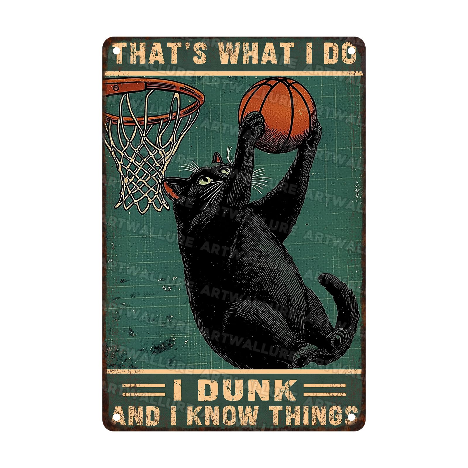 Anceky That'S What I Do I Dunk And I Know Things Black Cat Metal Sign Retro Tin Sign Wall Decor for Yard Garage Garden Home Farmhouse 12×16 Inch