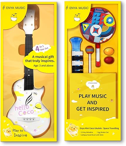 Miniatura 2 de Enya Juguetes para niños, instrumentos musicales, regalos para bebés, niñas y niños a partir de 3 años, incluye mini ukelele de 21 pulgadas,