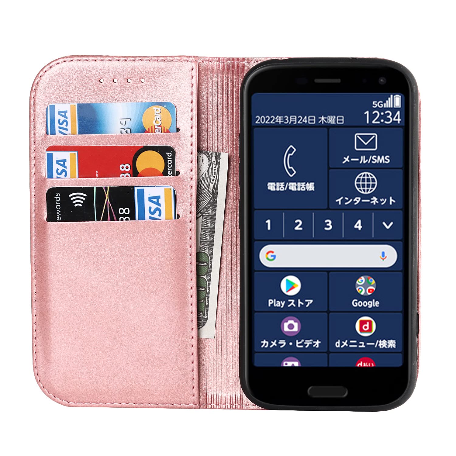 Amazon.co.jp: らくらくスマートフォン F-52B ケース 手帳型 カード