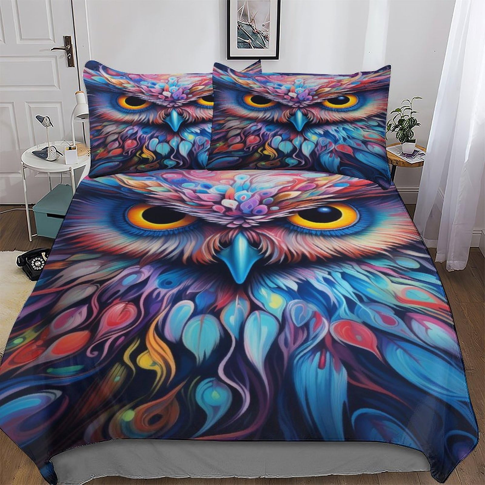 Housse de couette hibou impression numérique 3D haute définition