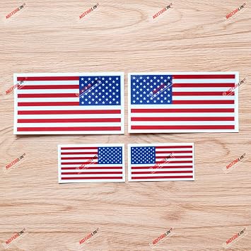 American USA Flag Vinyl Decal Sticker - Mirror Image Reversed - 2 Pairs Reflective, 3 Inches, 5 Inches - for Car Boat Laptop Cup Phone
