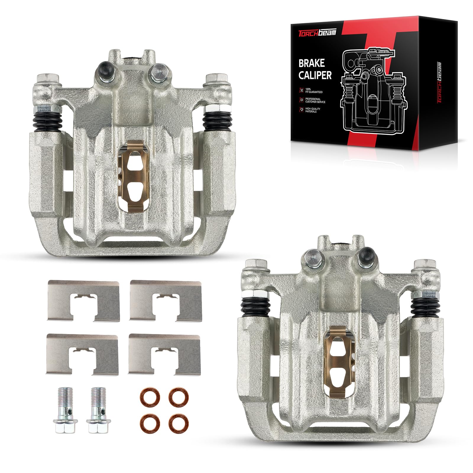 Torchbeam 2PCS Rear Driver and Passenger Side Brake Caliper For Honda Acura for 2007-2016 CR-V, 2013-2018 RDX, 2012-2015 Crosstour, Disc Brake Caliper Assembly with Bracket Replace # 19B6887+19B6886