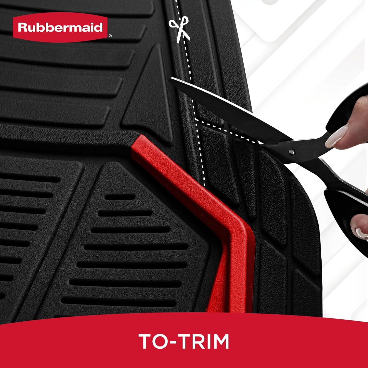Rubbermaid Car Mat Full Set All-Weather Heavy-Duty 4 Pieces– Trim-to-Fit Universal Car Mats Full Set – Waterproof Rubber Floor Liners for Most Trucks, SUVs, Vans, and Sedans-Red