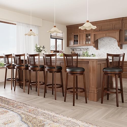 Miniatura 31 de ALPHA HOME Taburetes de bar giratorios con respaldos, taburetes de bar de 30 pulgadas, juego de 2, taburetes de bar de madera, sillas giratorias de