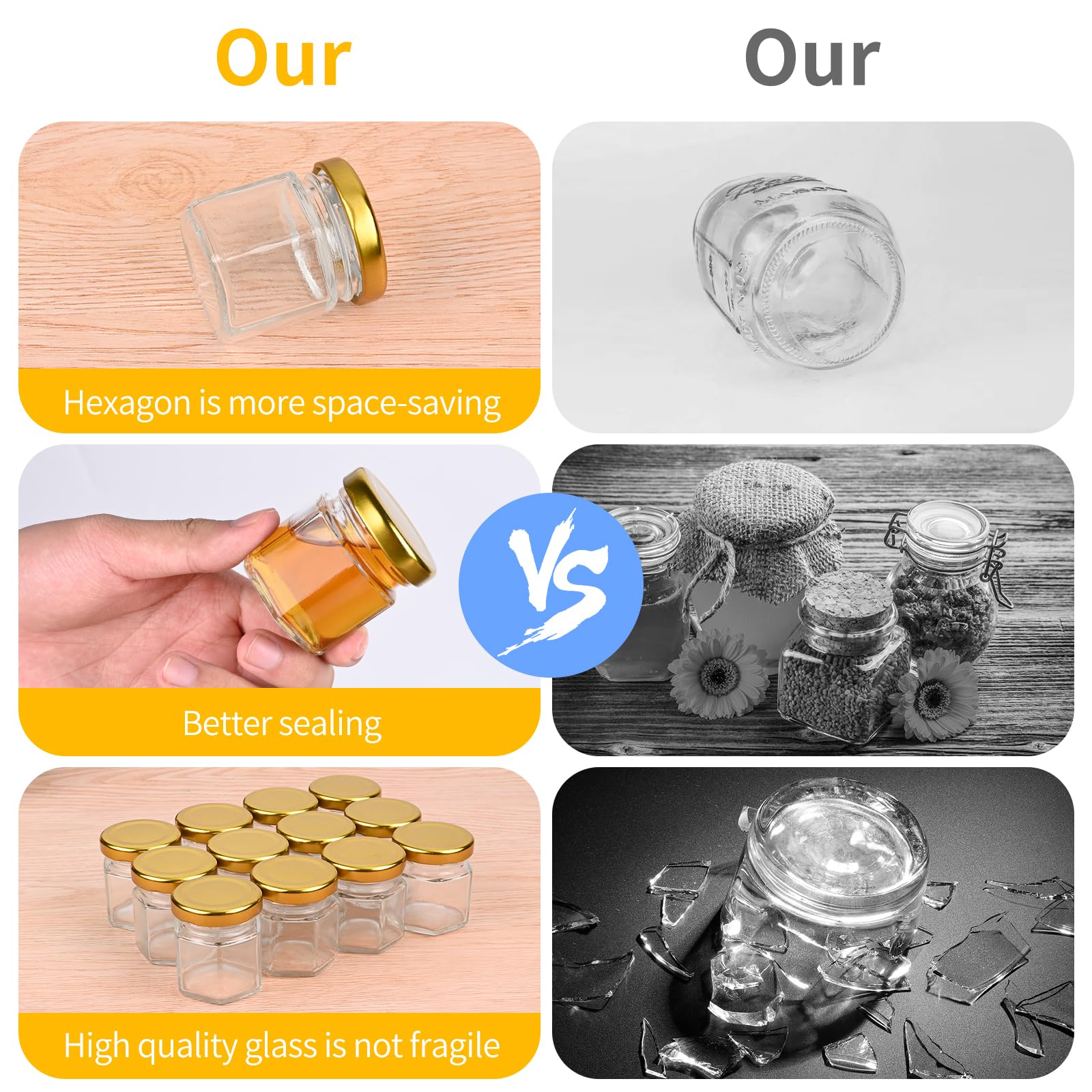 30pcs 45ml Mini Hexagonales Tarros de Miel de Cristal con Cucharones de Madera, Colgantes de Abejas, Bolsa de Cuerda, Etiquetas de Papel Kraft, Cuerda de Cáñamo, Perfectos Babyshower, Regalos de Boda